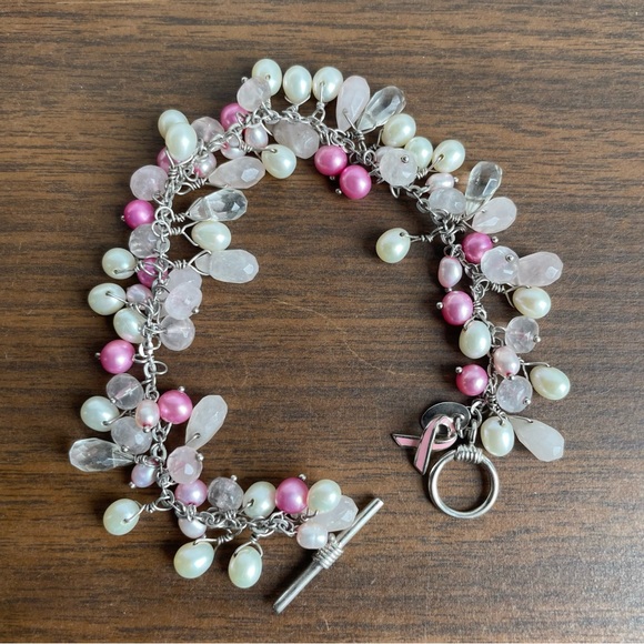 Sterling Silver Pink Bracelet For Breast Cancer Awareness - Picture 4 of 6